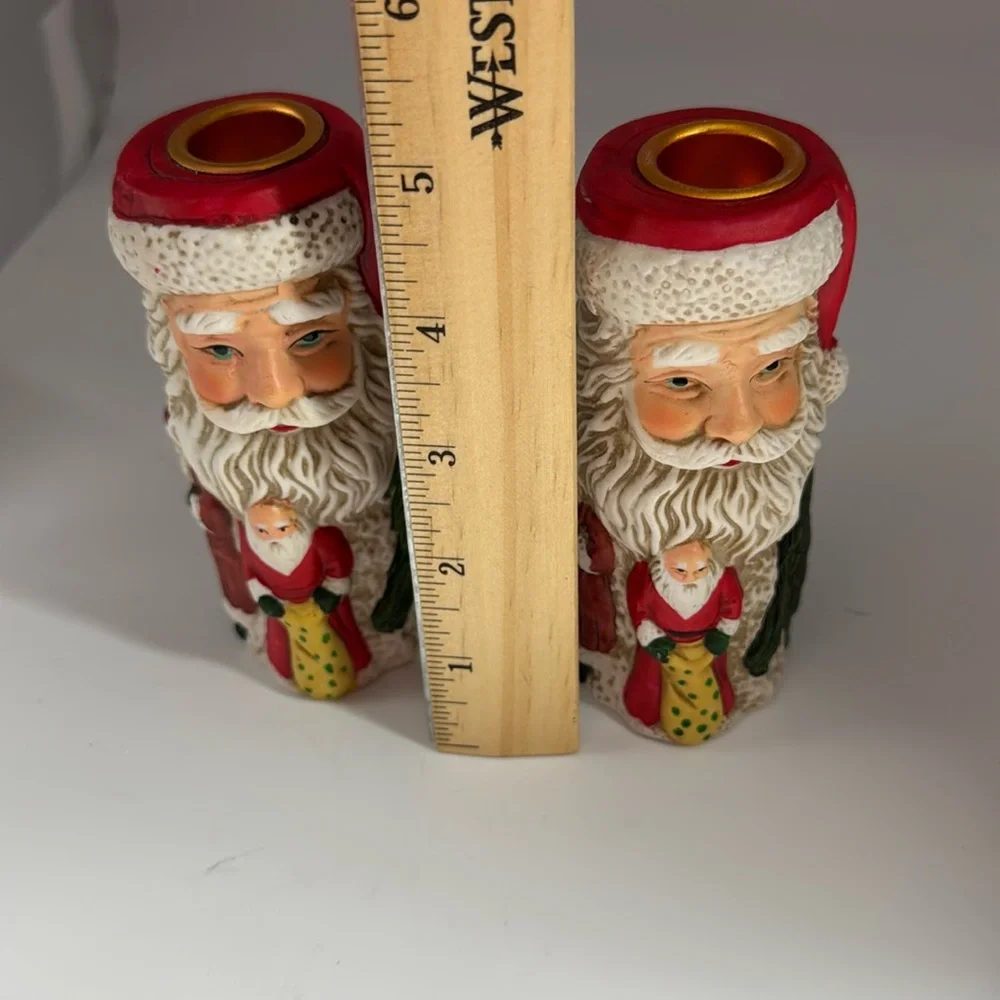 Old World Santa Claus Taper (Set of 2) Candle Holders